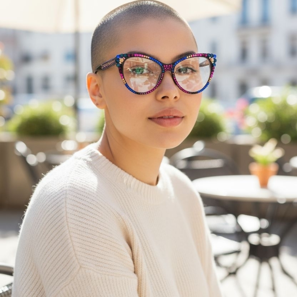 Colorful Rhinestone Cat-Eye SWARSOKI FASHION Glasses